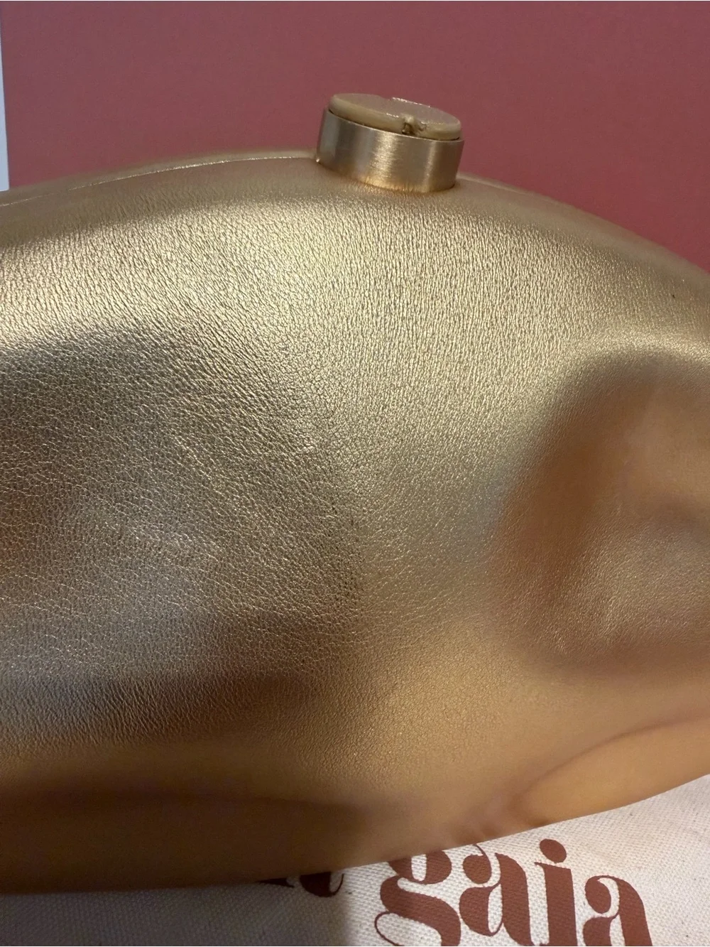 Cult Gaia The Caldera Clutch in Matte Brass